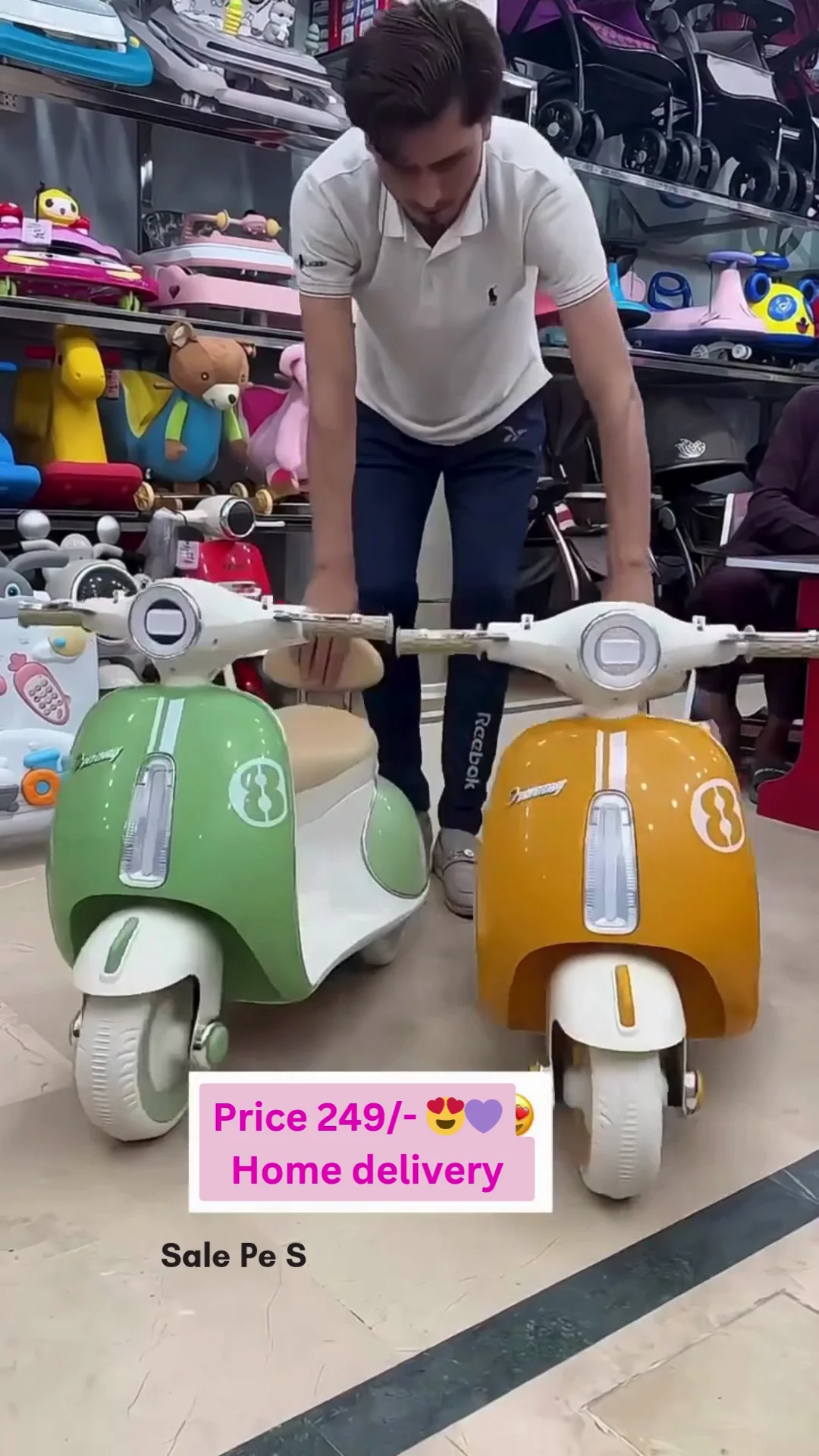 Baybee Vintage Battery Operated Bike for Kids, Ride on Toys Kid Scooty with Light & Music | Baby Rechargeable Battery Bike | Electric Bike for Kids to Drive 1 to 5 Years Boys Girl (Green)